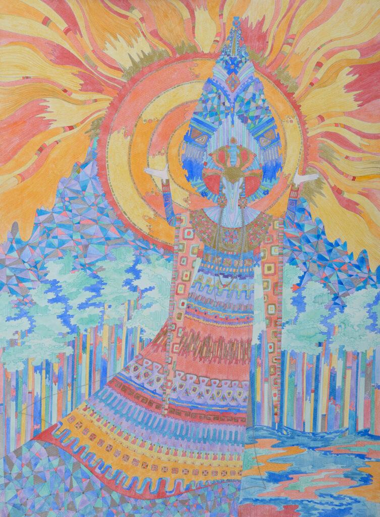 Elena. Serie 'The Name of Goddess'. Ink on paper, 56x76 cm. 2023