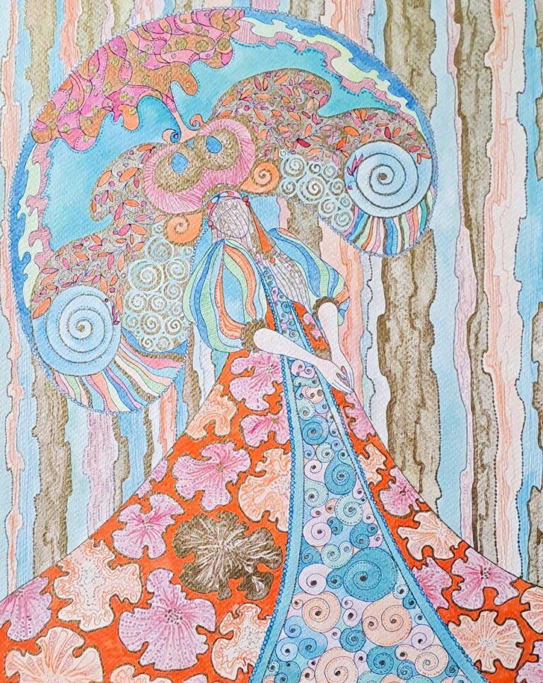 FallInLove. Serie 'Five Seasons'. ink on paper 25x35 cm. 2023