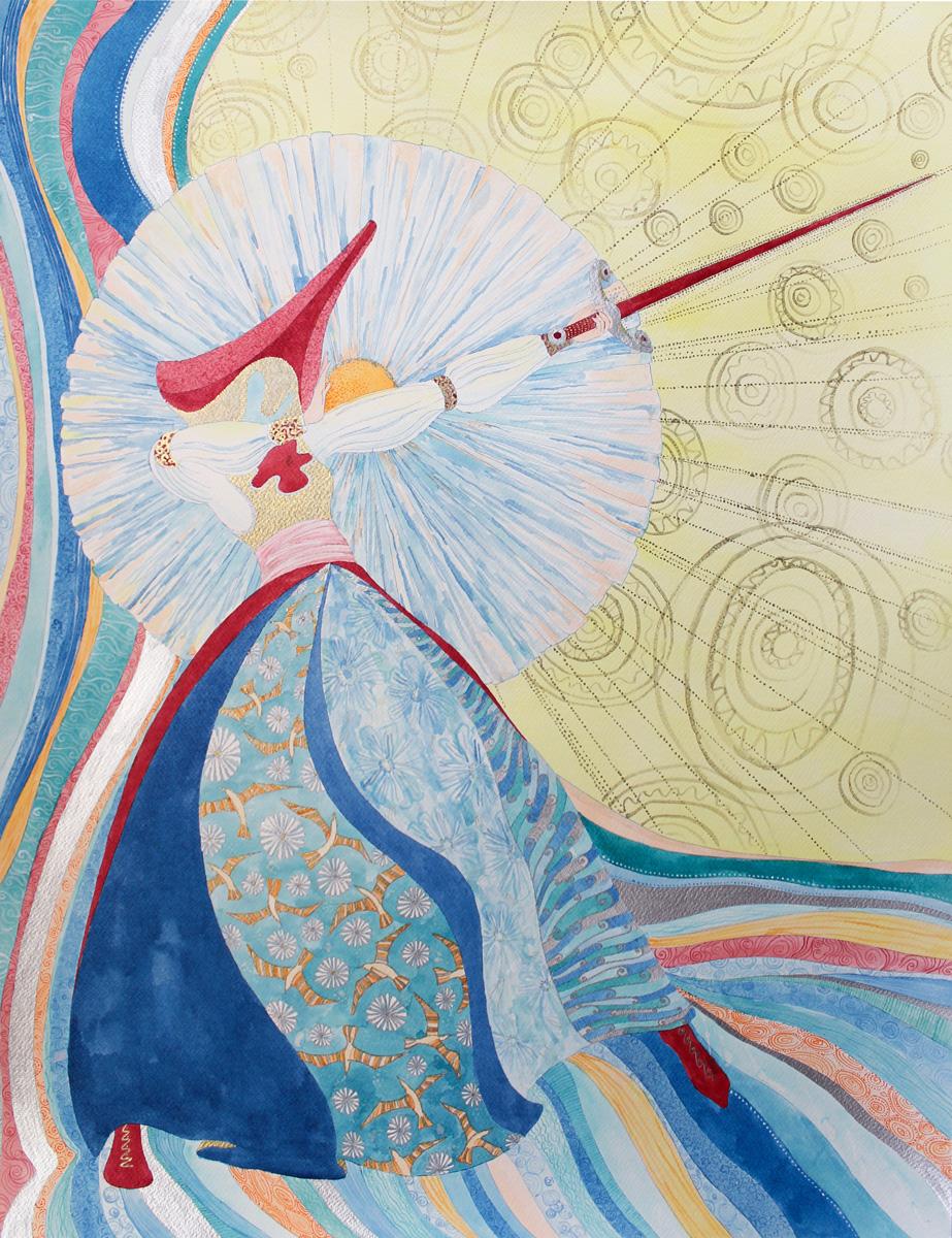 Warrioress of the Sword. Serie Warrioresses. Ink on paper, 56x76 cm. 2023