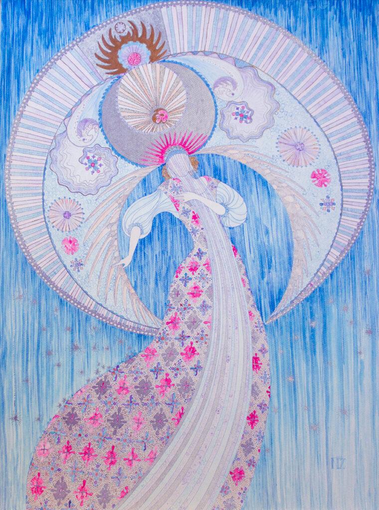 Aikaterini. Serie 'The Name of Goddess'. Ink on paper, 56x76 cm. 2023