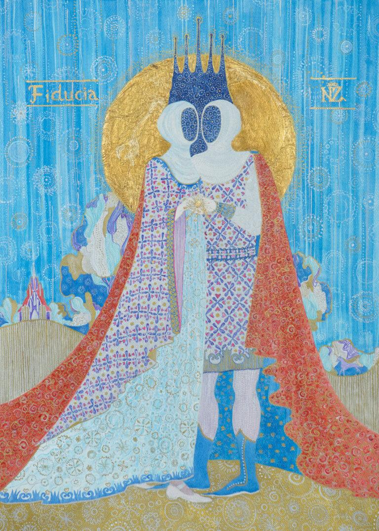 Fiducia. Ink on paper, golden leaf. 50x70 cm. 2025