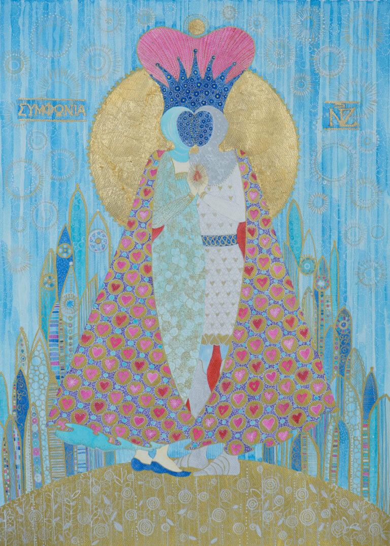 Simfonia. Ink on paper, golden leaf, 50x70 cm. 2024