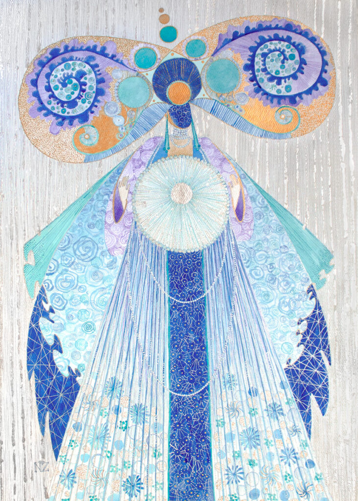 Elaria — Donatrice di Vita. II. Mente. Ink on paper, 50x70 cm. 2024