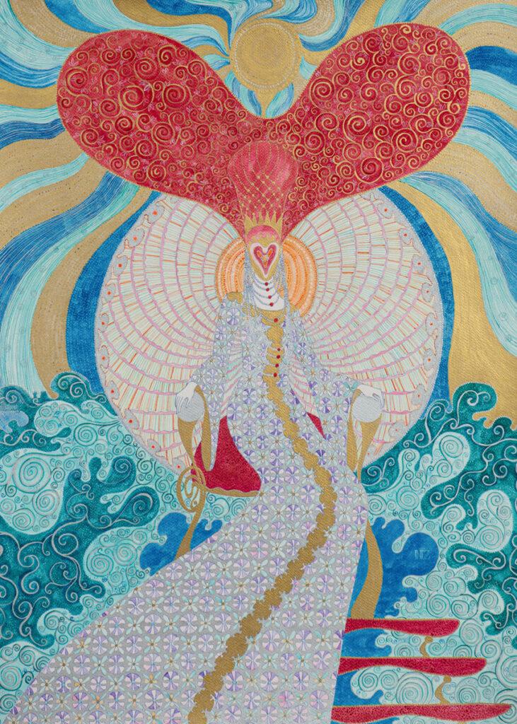 Elaria — Margarita. Serie 'The Name of Goddess'. Ink on paper, 56x76 cm. 2023