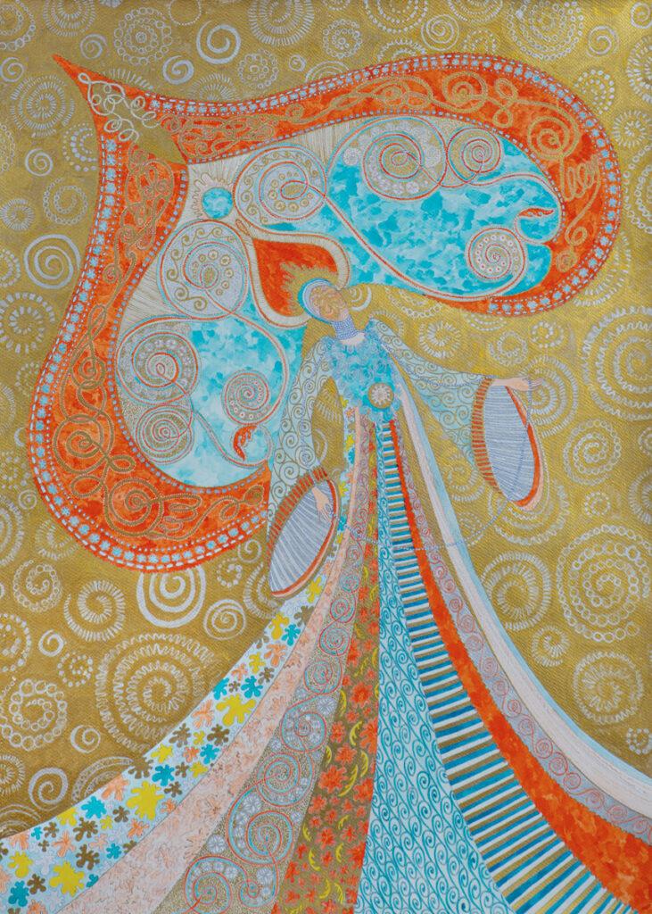 Elaria — Valentina. Serie 'The Name of Goddess'. Ink on paper, 56x76 cm. 2023