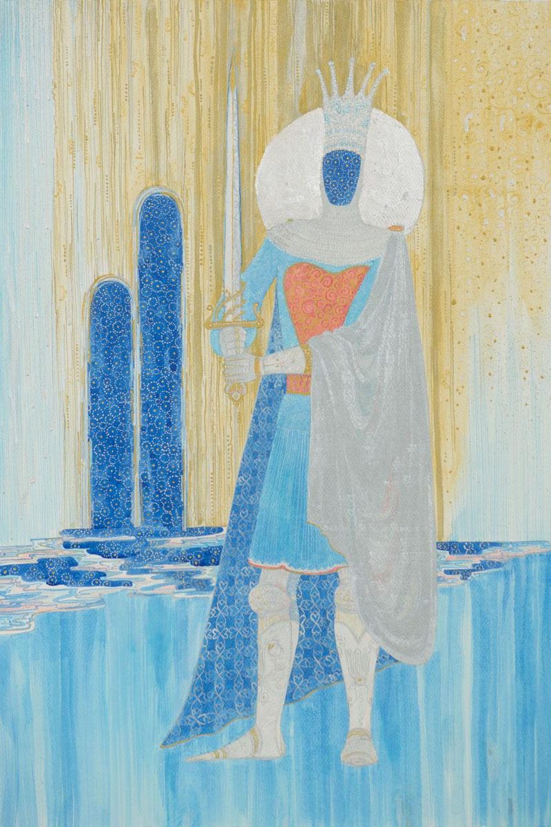 Elaria — Mirror and Sword (diptych). The Sword. Ink on Paper, 50x70 cm. 2024